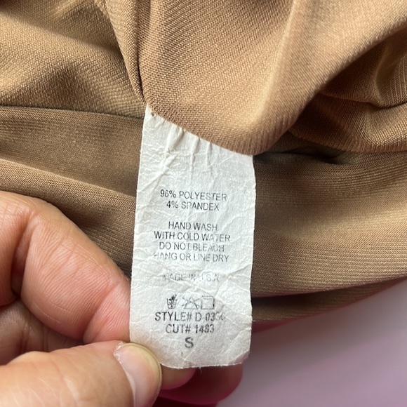 MYSTYLEMODE NUDE DOUBLE LINED OFF THE SHOULDER ELBOW CUT OUT MINI DRESS S99-59 - Picture 7 of 8